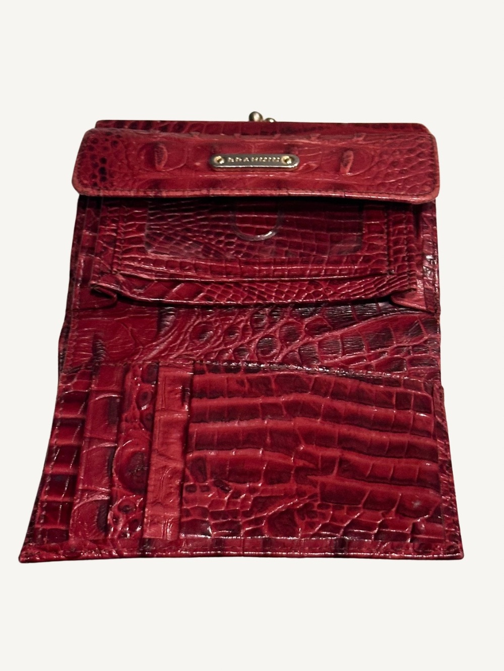 Rare Vintage Brahmin Melbourne Red Kiss-Lock Wallet | Rare Croc Leather - Picture 8 of 10